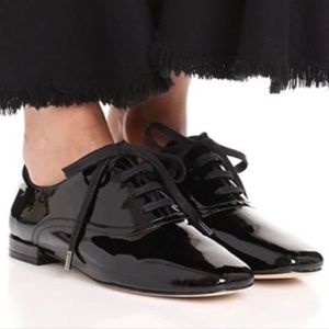 Joie Joanna Square Toe Patent Leather Lace Up Oxford Shoes